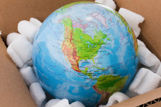 globe terrestre dans carton pour vendre a l etranger